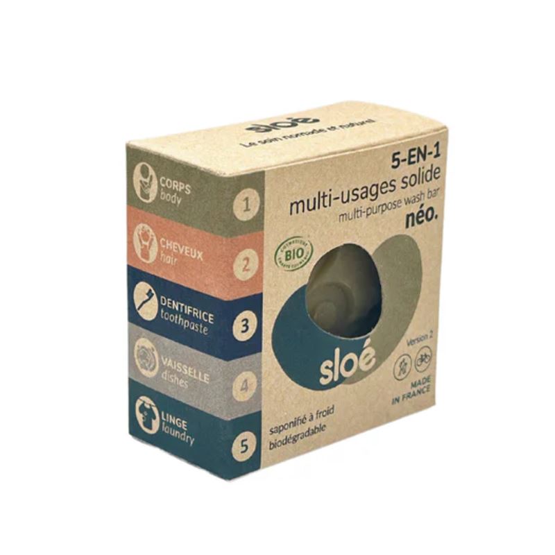 AR000512þNEO - LE PREMIER SAVON MULTI-USAGES SOLIDE 5EN1 - 60G - SLOE