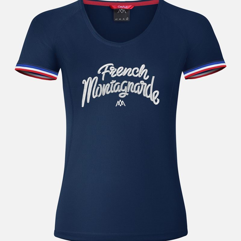 AR000600þFRENCH MONTAGNARDE – T SHIRT – FEMME – MARINE – CIMALP