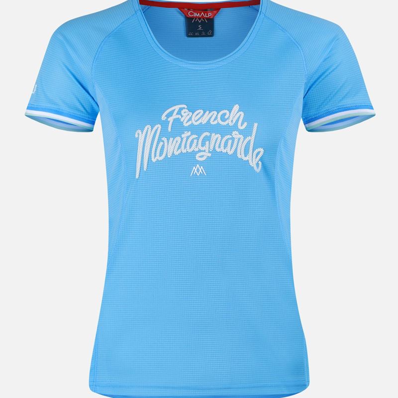 AR000601þFRENCH MONTAGNARDE – T SHIRT – FEMME – BLEU CIEL – CIMALP