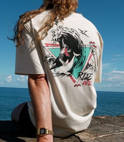 AR000669þT SHIRT - WAVE SURFEUR - CREME - ZINTENSE